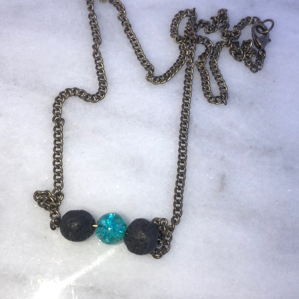 Aromatherapy volcanic bead necklace